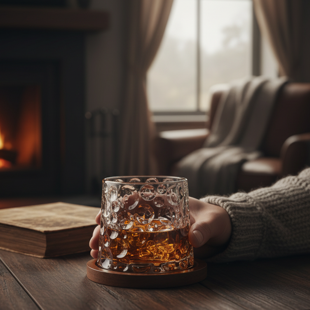 Verre à whisky avec socle en bois - FERNAND