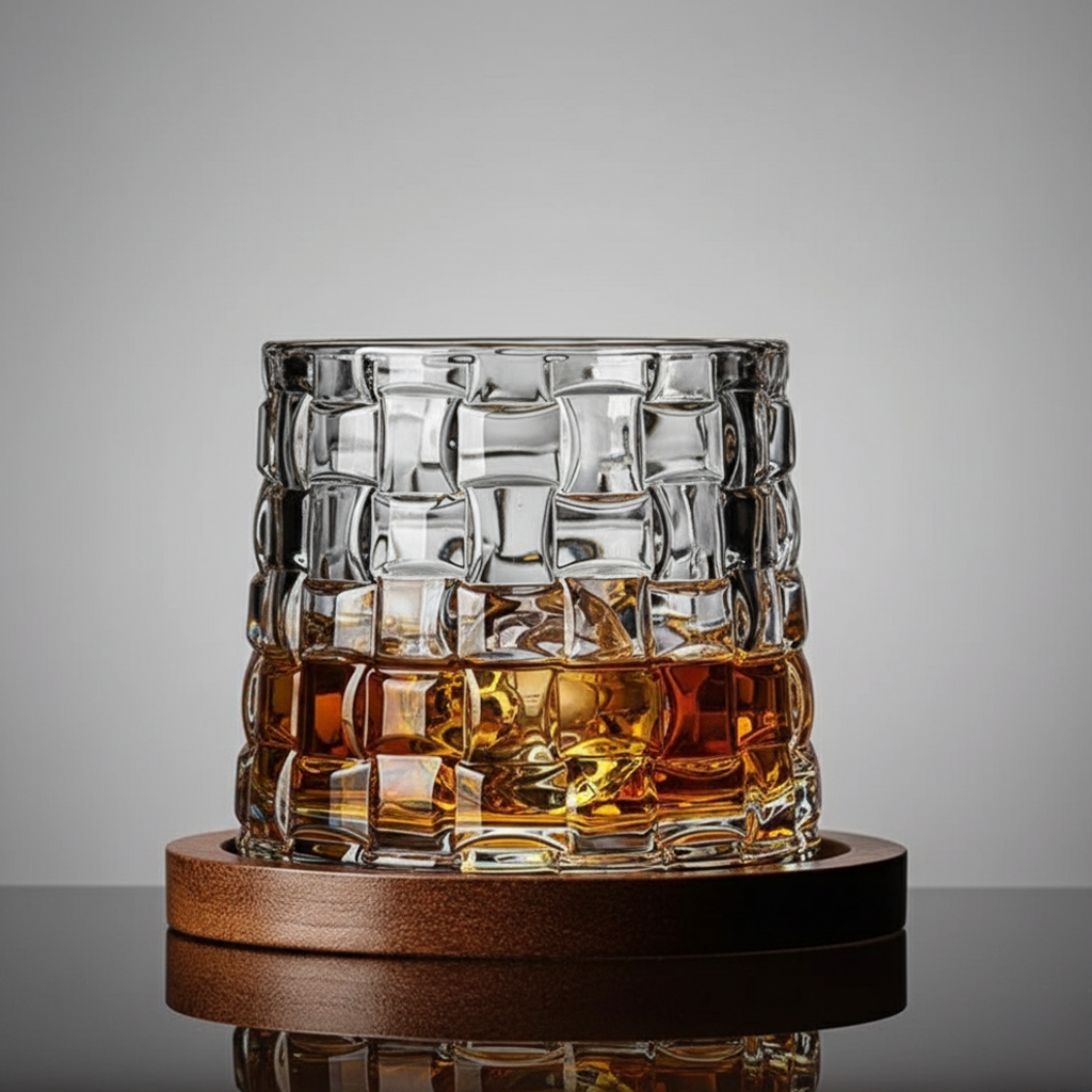 Verre à whisky avec socle en bois - VIVIAN