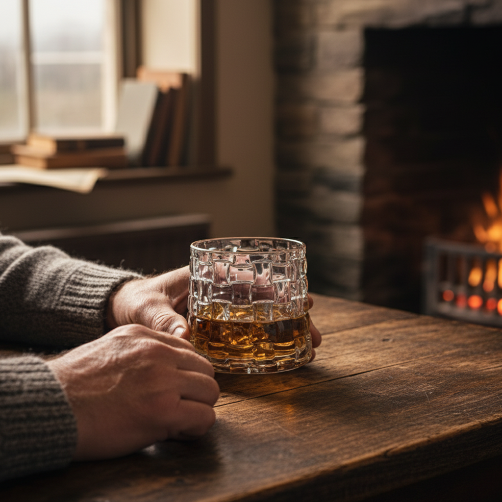 Verre à whisky avec socle en bois - VIVIAN
