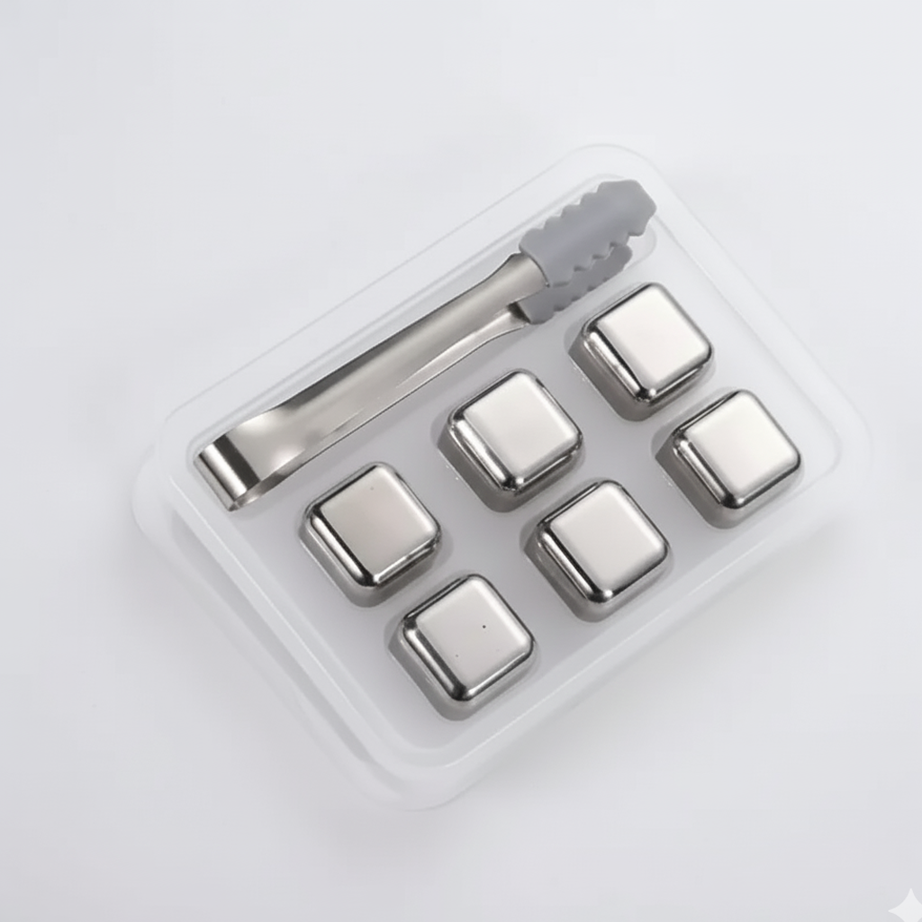 Pierres à whisky réutilisables en acier inoxydable - ARGENT