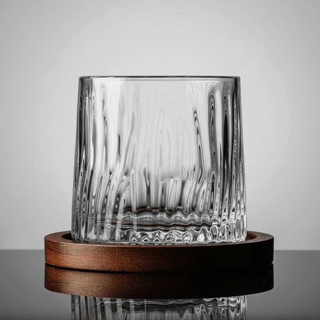 Verre à whisky avec socle en bois - GILLES