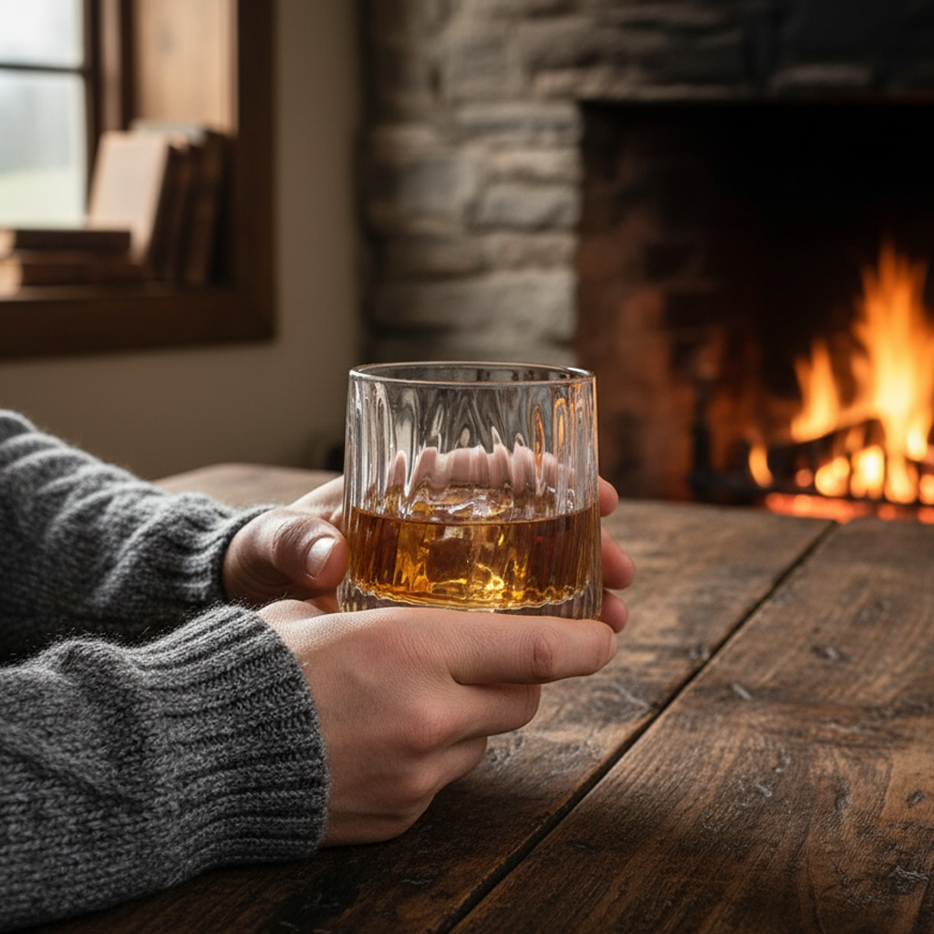 Verre à whisky avec socle en bois - GILLES