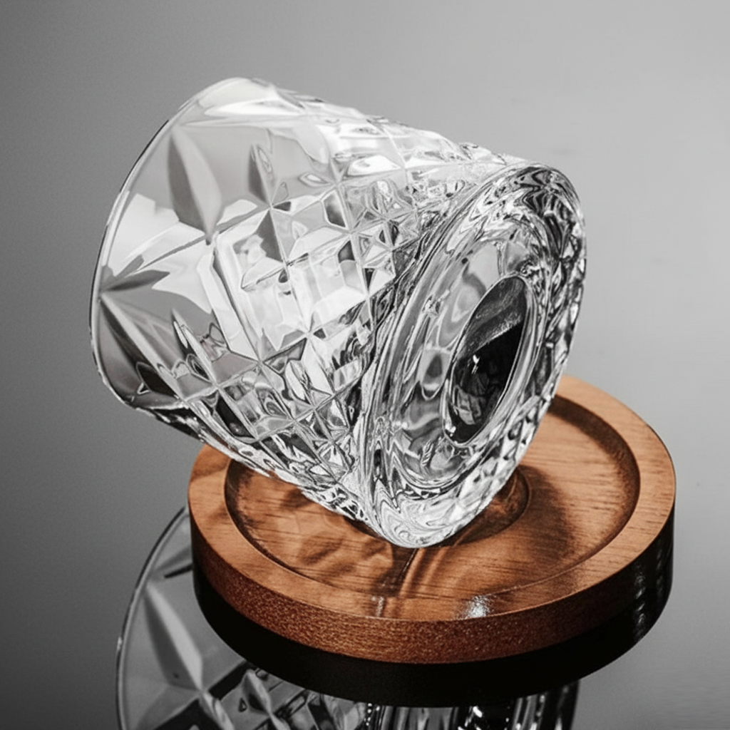 Verre à whisky avec socle en bois  - LEO PAUL