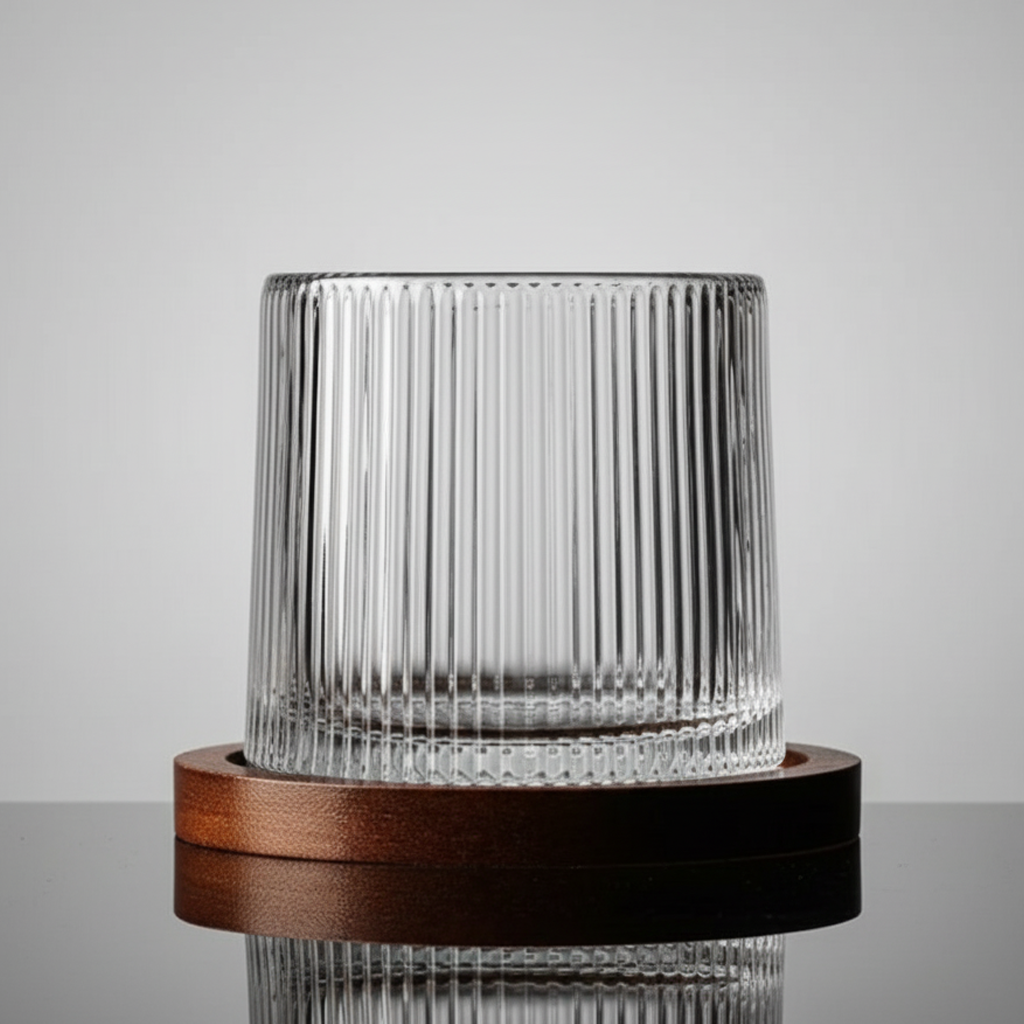 Verre à whisky avec socle en bois - YVAN