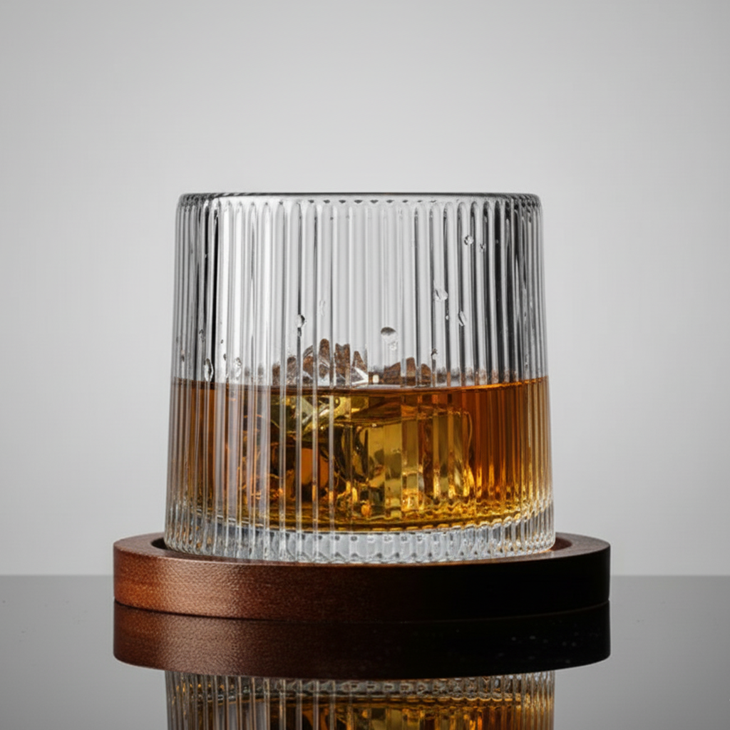 Verre à whisky avec socle en bois - YVAN