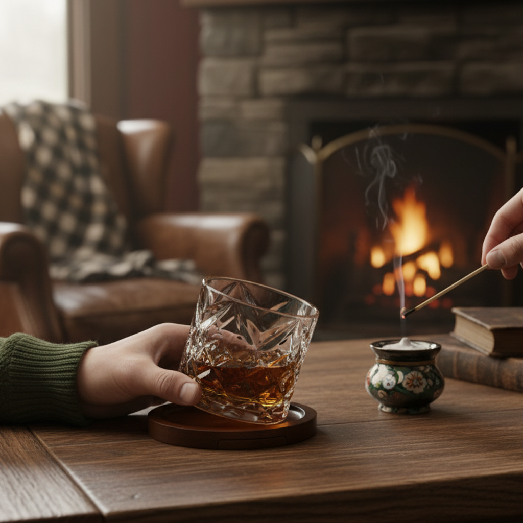 Verre à whisky avec socle en bois  - LEO PAUL