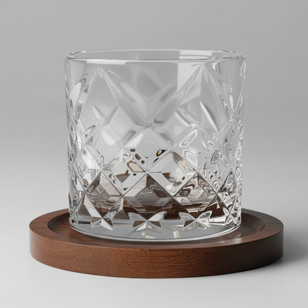 Verre à whisky avec socle en bois  - LEO PAUL