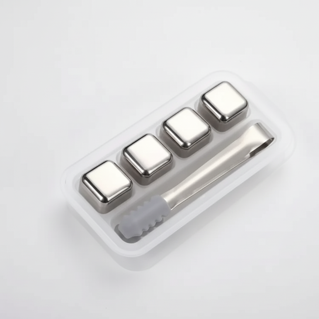 Pierres à whisky réutilisables en acier inoxydable - ARGENT