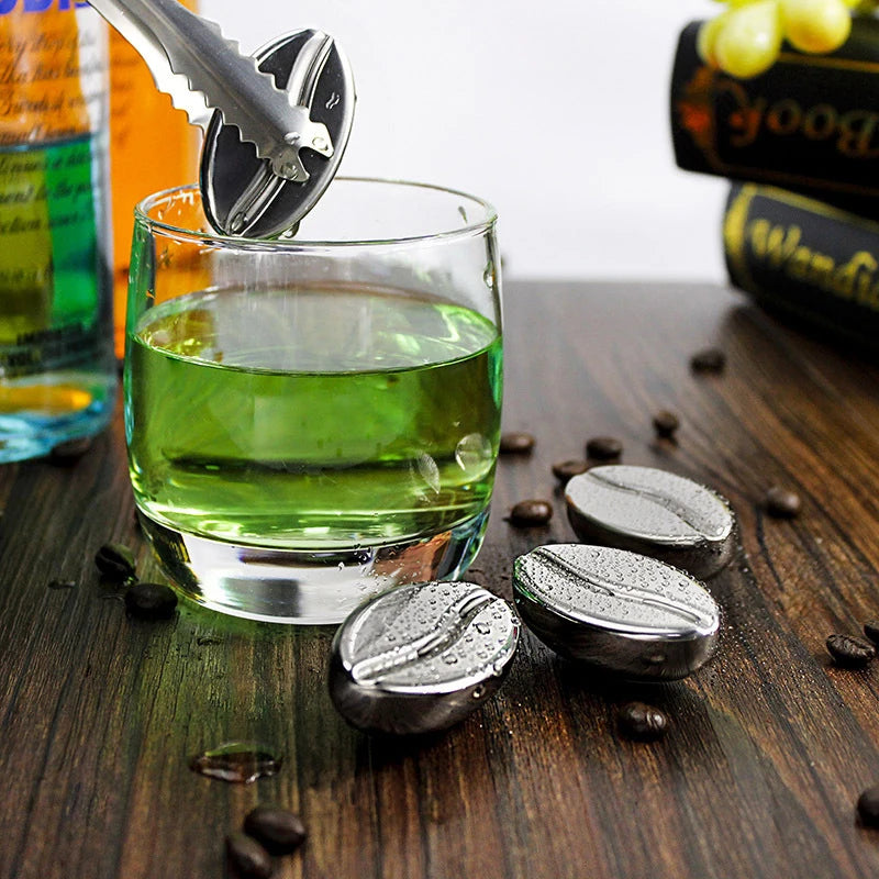 Pierres à whisky réutilisables en acier inoxydable - GRAIN DE CAFÉ